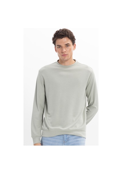 Tudors Erkek Standart Fit Normal Kesim Uzun Kollu Ekstra Soft Modal Kumaş Bisiklet Yaka Yeşil Sweatshirt-50211