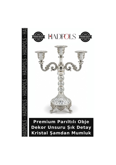 Premium Parıltılı Obje Dekor Unsuru Şık Detay Kristal Şamdan Mumluk