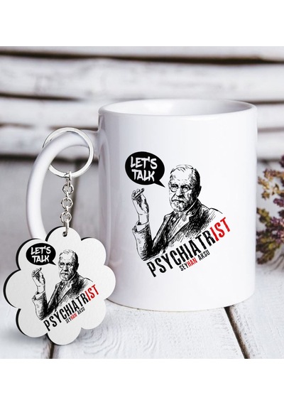 Kişiye Özel Mesleki Psikiyatrist Beyaz Kupa Ve Anahtarlık N11.11148