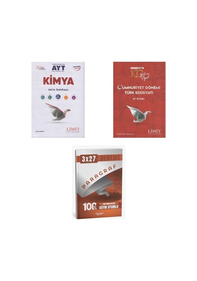 2027 2027 Ayt Limit Kimya Soru + Cumhuriyet Dönemi Türk Edebiyatı El Kitabı + Anla Kazan Paragraf Deneme 3'lü Set