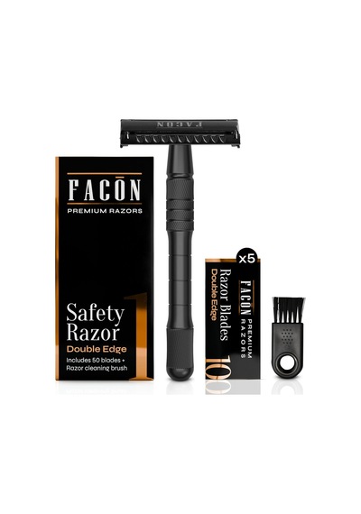 Tr 50 Blades + Klasik Uzun Saplı Çift Kenarlı Güvenlik Jilet - Pürüzsüz Islak Deneyim İçin Platin Japon Paslanma