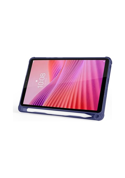 Lenovo Tab One 8.7 2025 Tb-305fu Uyumlu Kalem Bölmeli Dönebilen Üçgen Standlı Tri Folding Tablet Kılıfı - Lacivert - T41659