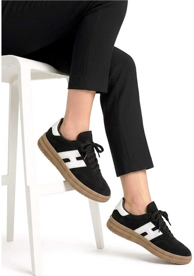 Mcdark Kadın Siyah Beyaz Süet Sneaker Ayakkabı