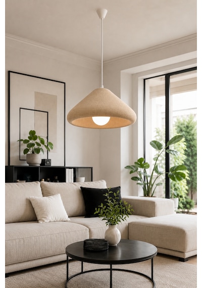 Kubbe Form Sarkıt Avize Beton Görünümlü Dokulu Modern Dekoratif Avize E27 25 Cm - Açık Kahve Açık Kahverengi