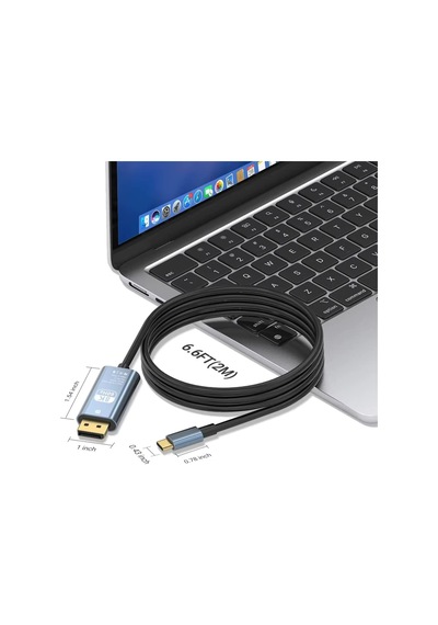 Type C To Displayport Kablo 2 Metre 8k-60hz 4k-120 Hz Thunderbolt 3 Uyumluluğu Zr858