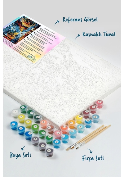 Sayılarla Boyama Seti 40 X 50 Cm Tuval Şasesine Gerili Sonbahardan Kalan