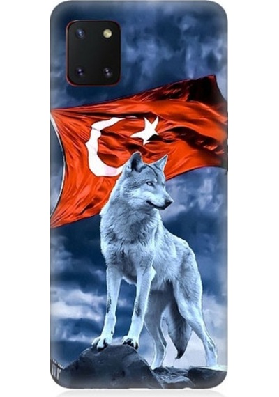 Samsung Galaxy Note 10 Lite Uyumlu Kurt Göktürk Ve Bayrak Desenli Silikon Kılıf