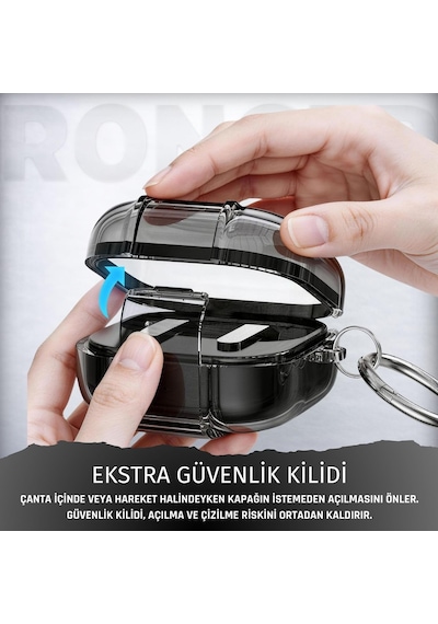 Samsung Galaxy Buds4 Pro/buds 4 İçin Kılıf Güvenlik Kilit Tasarımlı Transparent-lock Kulaklık