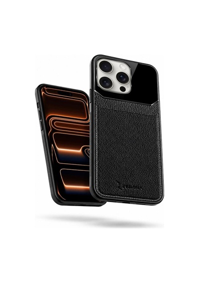 Apple İphone 16 Pro Uyumlu Kılıf Zebana Lens Deri Kılıf Siyah