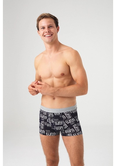 U.S. Polo Assn. Erkek Gri Melanj 2 Li Boxer 80358 Baskılı - Gri Melanj
