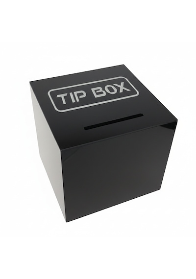 Kilitli Pleksi Masa Üstü Tip Box Bahşiş Kutusu Siyah 14x14xh13 Cm 1