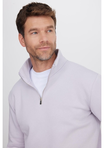 Tudors Unisex Relax Fit Rahat Kesim Pamuklu İçi Polarlı Yarım Fermuarlı Lila Dik Yaka Sweatshirt-35173 Lila Tudors Unisex Relax Fit Rahat Kesim Pamuklu İçi Polarlı Yarım Fermuarlı Lila Dik Yaka Sweatshirt-35173 Lila