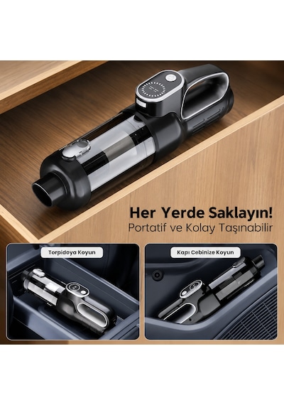 Harvox Hx-vc006 Araç Içi Süpürge 22.000pa Güçlü Vakum Ve Üfleme Özelliği Kablosuz Taşınabilir 6000mah Bataryalı