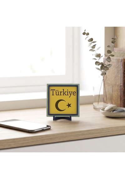 Türkiye Motifli Modern Dekoratif Obje, Ev Ve Ofisiniz İçin Estetik Ve Değerli Bir Armağan 10x10 Cm