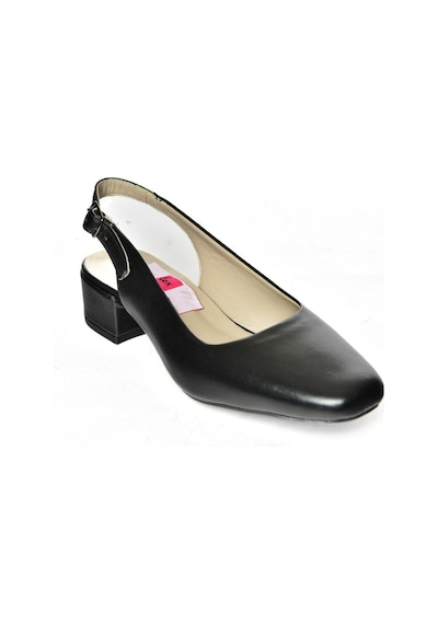 Fox Shoes S908040003 Siyah Hakiki Deri Kalın Topuklu Kadın Ayakkabı Siyah