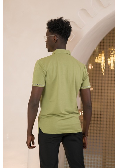 Paul Martin Regular Fit Yaka Garnili Pamuklu Polo Yaka T-shirt Haki