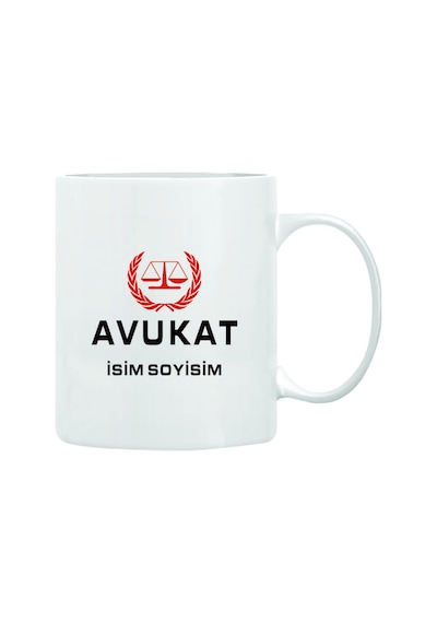 Avukat İsim Yazılı Özel Kupa Bardak Beyaz