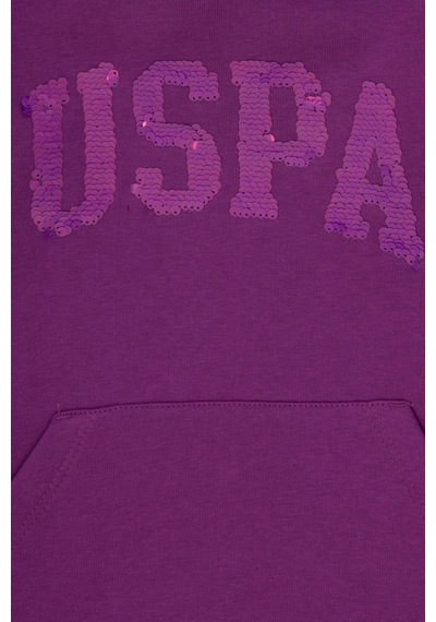 U.S. Polo Assn. Kız Çocuk Menekşe Kapüşonlu Basic Sweatshirt 50292512-VR037