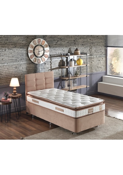 Nironyatak Niron Queen 90X190 Cm Tek Kişilik Pedli Yatak Seti - Sütlü Kahve