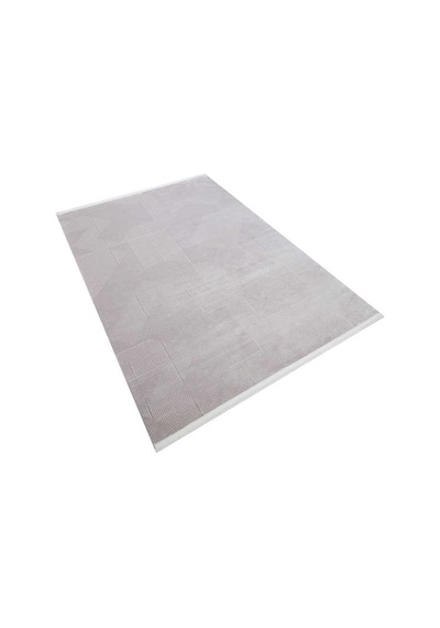Geometrik Abstract Desenli Prato İpeksi Lüks Viskon Halı Pr04 Gri Krem-bej