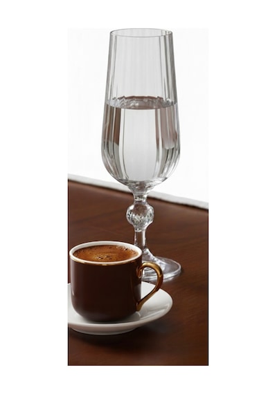 Kristal Optikli 180ml Kahve Yanı Su Bardağı Beyaz