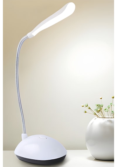 Taşınabilir Pilli Masa Lambası Beyaz Led Işıklı Kitap Okuma Lambası Beyaz