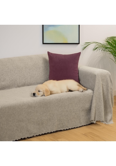 Jakarlı Şönil Koltuk Örtüsü Kanepe Örtüsü Koltuk Şalı 175x300 Kaymaz Kil L