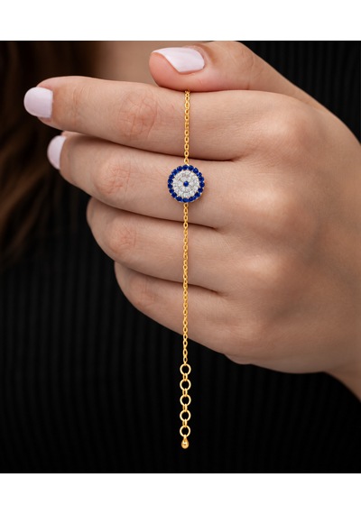 Gümüş Gold Minimal Nazar Kadın Bileklik Çok Renkli