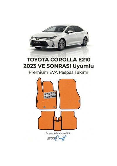 Otocraft Toyota Corolla E210 2023 Ve Sonrası Uyumlu Turuncu 3d Havuzlu Eva Oto Paspas Takımı 5 Parça Araca Özel