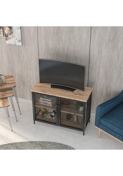 Endürtiyel Tarz 100cm Tv Sehpası/konsol/1902 Atlantik Çam - Siyah