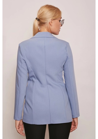 Kadın Düğme Detaylı Uzun Kol Şık Ofis Süs Cep Kapaklı Kumaş Blazer Ceket-dirty Blue Dirty Blue Kadın Düğme Detaylı Uzun Kol Şık Ofis Süs Cep Kapaklı Kumaş Blazer Ceket-dirty Blue Dirty Blue
