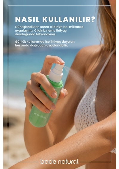 Bade Natural Aloe Vera Onarıcı Jel Sprey Güneş Sonrası Nemlendirici %100 Doğal 100 ML