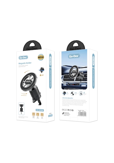 Go Des Gd-hd366 M-safe Magnetik 360 Derece Dönebilen Havalandırma Tasarımlı Telefon Tutucu Siyah