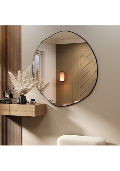 Asimetrik Ayna, Dekoratif Ayna, Duvar Aynası 70 X 70 Siyah