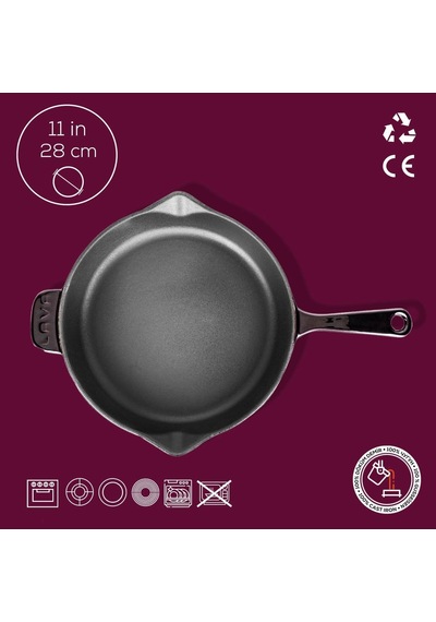 Lava Metal Premium Serisi - Döküm Kızartma Tavası, Yuvarlak, 28 Cm, Majolik Mor Diğer