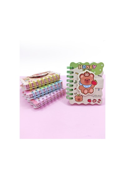 Honey Bear Cırtlı Cep Boy Sevimli Ayıcık Mini Not Defteri 7x8 Cm - Yeşil