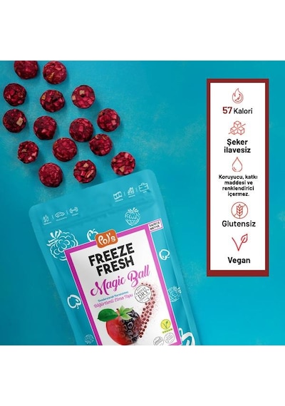 Pol's Freeze Fresh Dondurularak Kurutulmuş Magic Ball Böğürtlenli Elma Topları 16 Gr 15 G