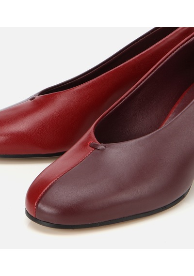 Hotiç Kadın Deri Bordo Vişne İki Renkli İnce Topuklu Stiletto