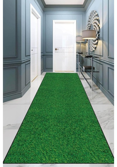 Viva Home Balkon Halısı Çim Halı Kaymaz Tabanlı 3d Çim Görünümlü Kesme Rulo Yolluk Ar1351, Yeşil, 80 X 300 Çok Renkli