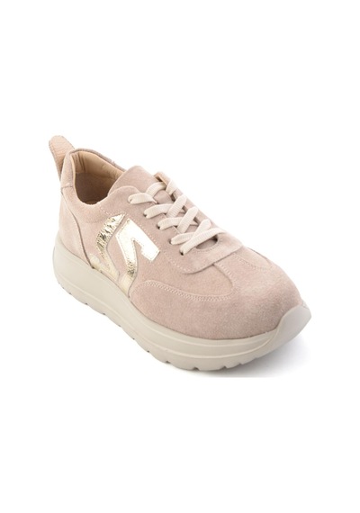 Bambi Bej Süet Hakiki Deri Kadın Sneaker K01753050902
