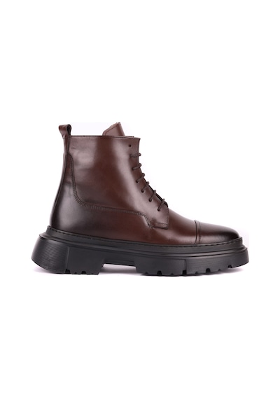 Shoetyle - Hakiki Deri Kahverengi Fermuarlı Erkek Postal Bot - 250-13-206-1658