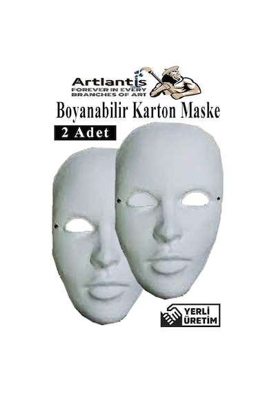 Maske Boyama 2 Adet Boyanabilir Karton Maske Lastikli İnsan Yüzü Suratı Yerli Üretim Okul Sınıf Etkinlikleri Hobi