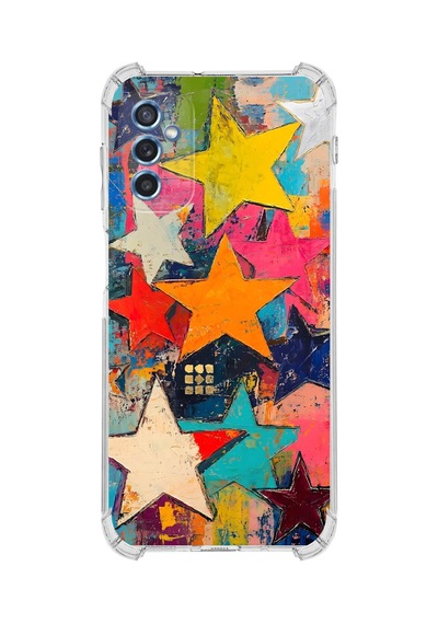 Printify Samsung Galaxy M52 İle Uyumlu Düşlerin Dansı Serisi Yıldız Dansı Tasarımlı Uv Baskılı Köşe Korumalı Antişok Kılıf Şeffaf
