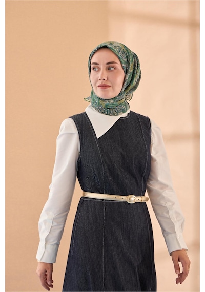 Silk Home Yaz Esintisi Eşarp 150002-26 Patina Yeşili, Yeşil Bej, Petrol Yeşili