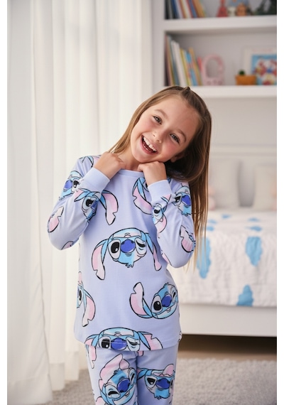 %100 Pamuk Mavi Çizgi Filmli Kız Çocuk Pijama Takımı Mavi