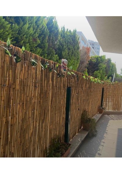 1x7 Metre Kamış Hasır Çit - Bahçe Balkon Gölgelik Rüzgar Kesici Dekoratif Doğal Örtü