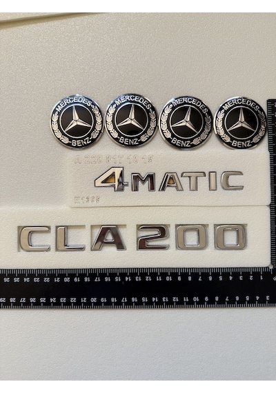 Benz Cla200-4matic Bagaj Yazısı Ve Jant Arması Seti Krom Metal 3m 3d Yazı Logo