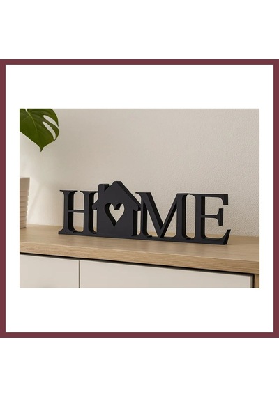 Storeşahin 3d Baskı Kalpli Home Yazılı Dekoratif Masa Süsü Ev Yazısı Raf Ve Konsol Dekoru Siyah Shn0720