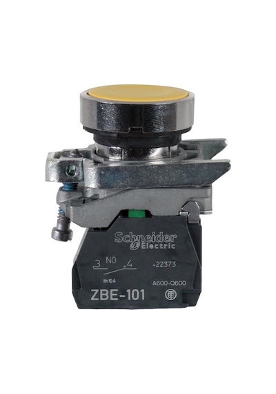Schneider 22MM 1NA Metal Sarı Yaylı Buton - XB4BA51