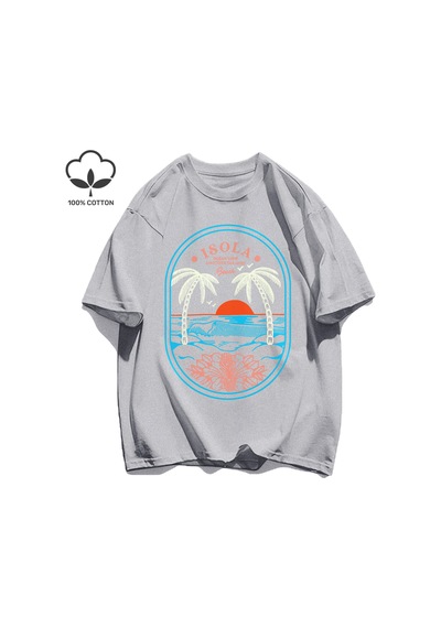 Startmore Y2k Vintage Tişört Tee Okyanus Vibw Başka Bir Paradibe Gri